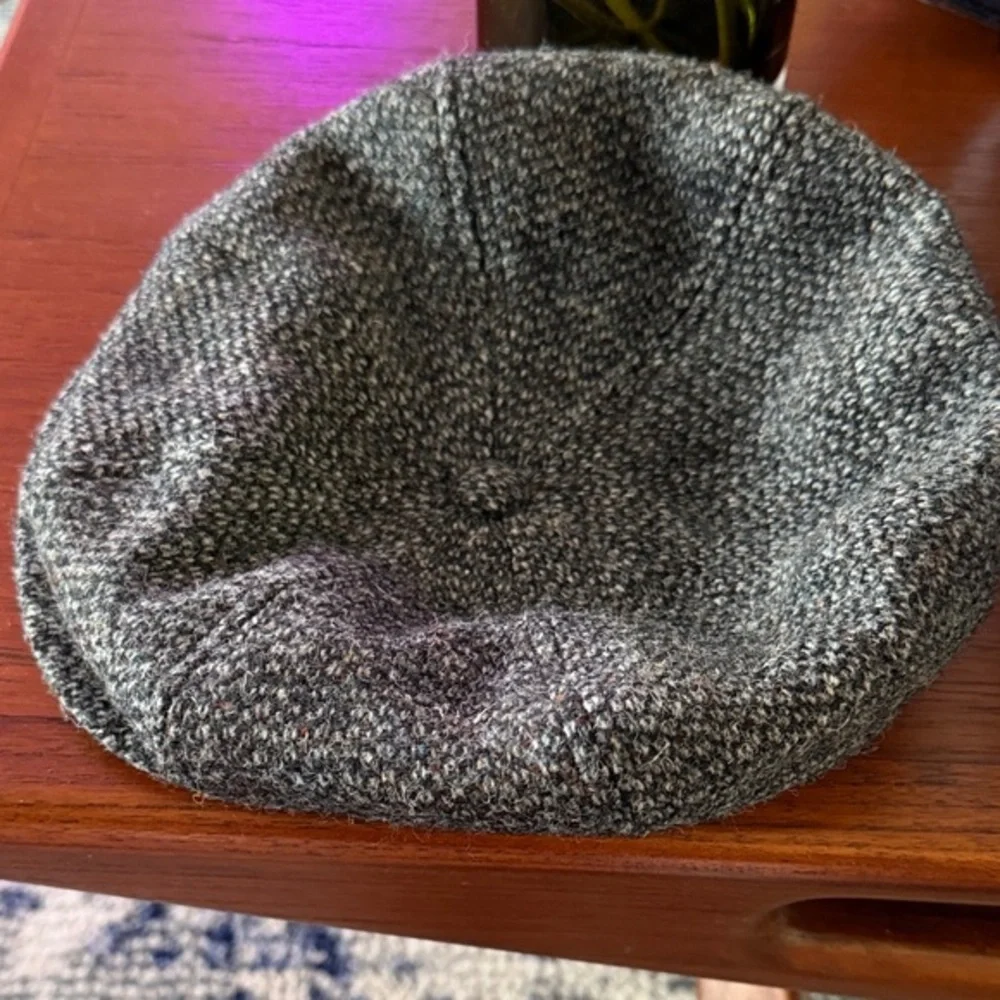 Vintage Lands' End Charcoal Tweed Newsboy Cap